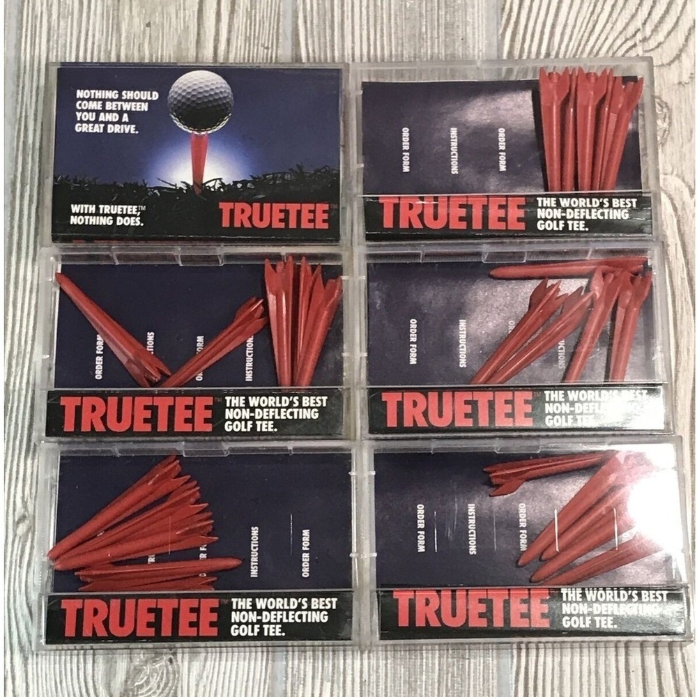 Lot of 30 TrueTee Red Non-Deflecting Golf Tees 2 Inch 6 Packs of 5 Vintage Style